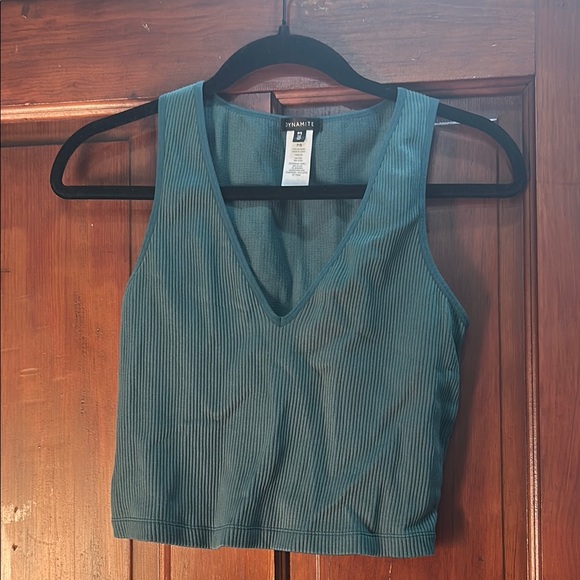 Dynamite Tops - Dynamite Green Fitted Crop Tank Top